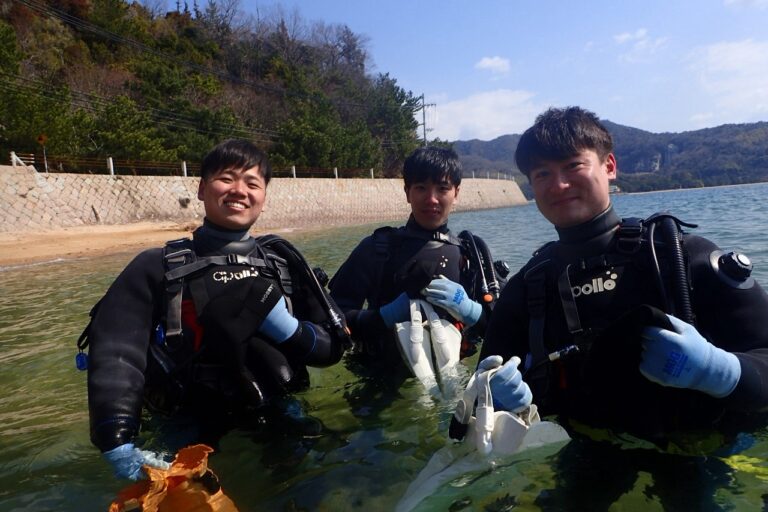 倉橋島にて、3名のPADIオープンウォーターダイバー誕生！！おめでとう！明日からアドバンス！！