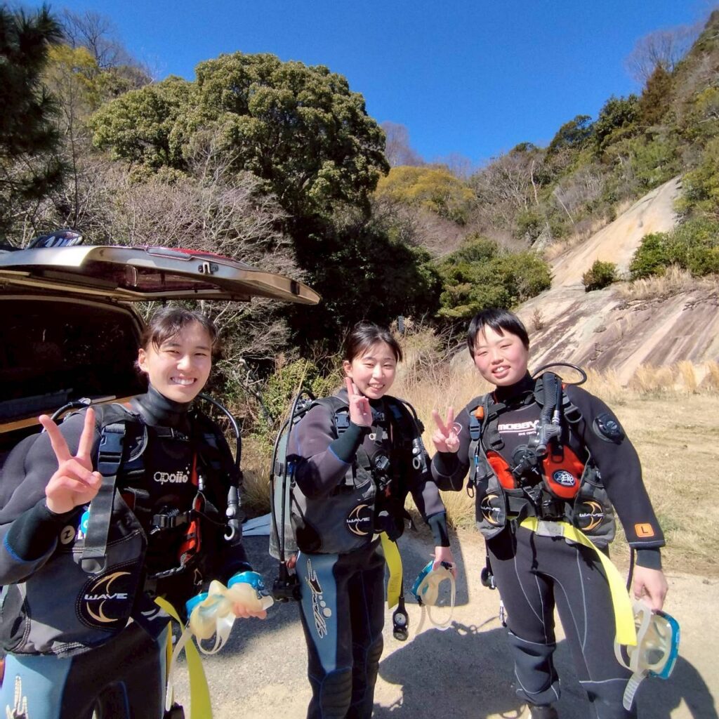 3/14 倉橋島PADIオープンウォーター講習！今回はお友達3人組で、ダイバーになるよ( ´艸｀)のイメージ